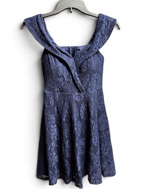 NWT Xtraordinary Navy Blue Lace Dress Size 1 Juniors Homecoming Prom Pockets